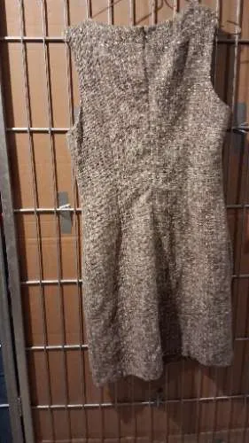 Terre Bleue Etuikleid Damen Gr. 38 Tweed Beige Meliert Business