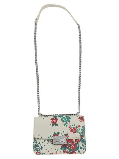 Umhängetasche Damen Blumenmuster Beige Crossbody Bag Kettenriemen Mini