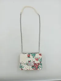 Umhängetasche Damen Blumenmuster Beige Crossbody Bag Kettenriemen Mini 2