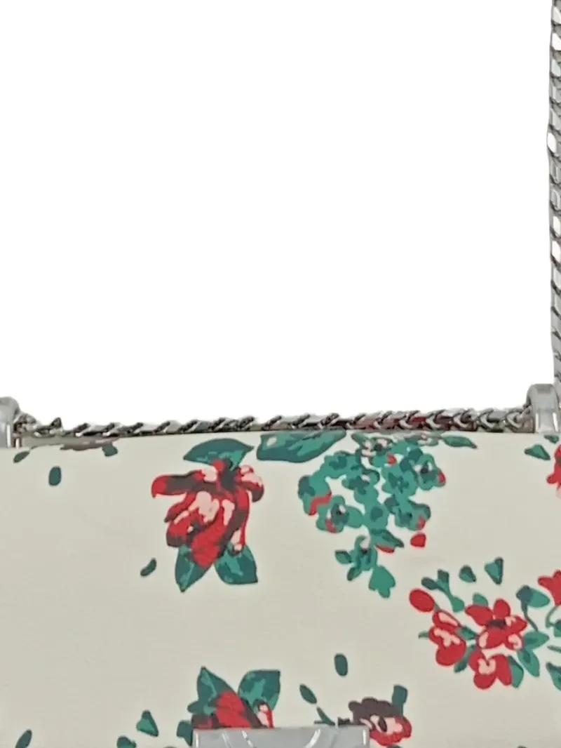 Umhängetasche Damen Blumenmuster Beige Crossbody Bag Kettenriemen Mini 3