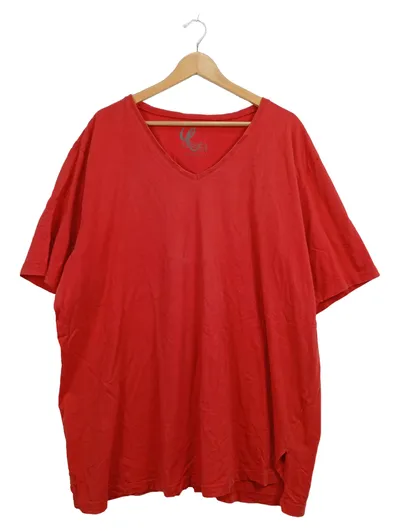 Ulla Popken Damen T-Shirt Gr. 60/5XL Rot Basic V-Ausschnitt Relaxed Fit