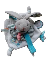 Doudou et Compagnie Schmusetuch Hase Gestreift Weiß Baby Kuscheltuch 1