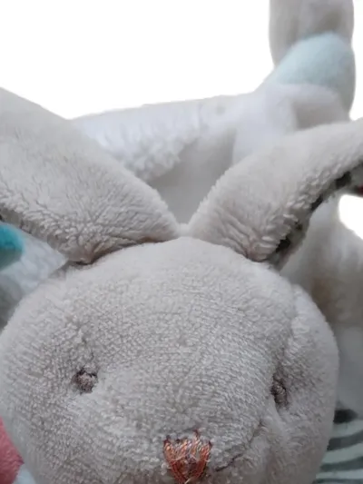 Doudou et Compagnie Schmusetuch Hase Gestreift Weiß Baby Kuscheltuch