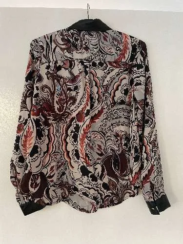 ORCELLY Damen Bluse Paisley Langarm Lederdetails Mehrfarbig Gr. L