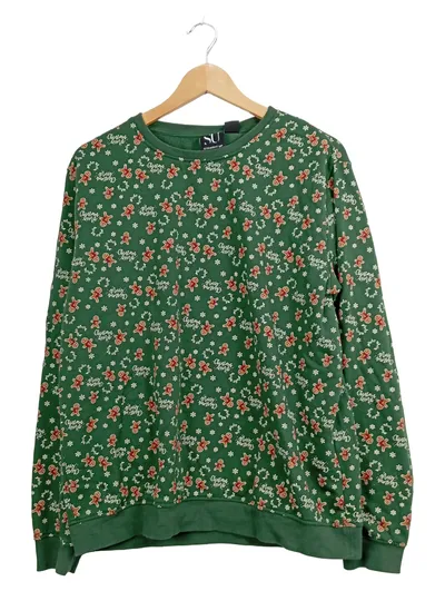 SU Straight Up Weihnachtspullover Lebkuchenmännchen Grün Gr. XL