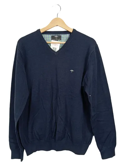 Fynch-Hatton Herren Pullover V-Ausschnitt Gr. 48/M Blau Casual Baumwolle