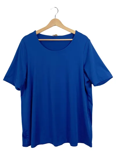 Atelier GS Damen T-Shirt Basic Blau Gr. 48/4XL Kurzarm Freizeit