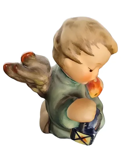 Goebel Engel Der kleine Apfelpflücker Keramik Deko Figur Weihnachten Grün 7cm