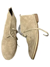 COX Herren Desert Boots Stiefel Leder Schnürschuhe Beige Gr. 41 Casual 3