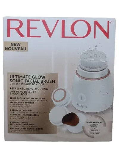 REVLON Ultimate Glow Sonic Gesichtsreinigungsbürste Wasserdicht 4 Aufsätze NEU