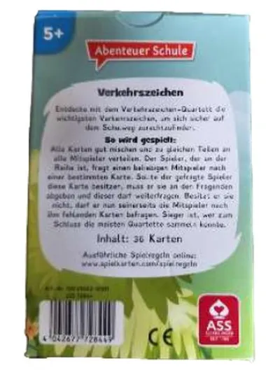 ASS Altenburger Verkehrszeichen Quartett Abenteuer Schule Kartenspiel ab 5