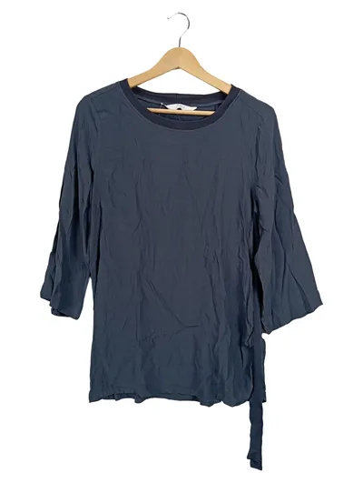 YAYA Damen Bluse 3/4 Arm Blau Uni Rippstrick Schleife Gr. 36 S