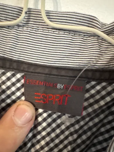 Esprit Herren Freizeithemd Langarm Gr. S Grau Gestreift Baumwolle