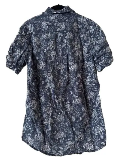 Dressmann Herren Freizeithemd Kurzarm Paisley Leinen Gr. S Blau