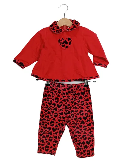 First Impressions Baby Mädchen Set Rot Herzen Leopard Gr. 80 12M