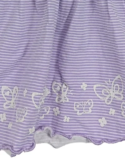 DOPO DOPO Kinder Sommerkleid Mädchen Gr. 74 Lila Gestreift Rüschen Baumwolle