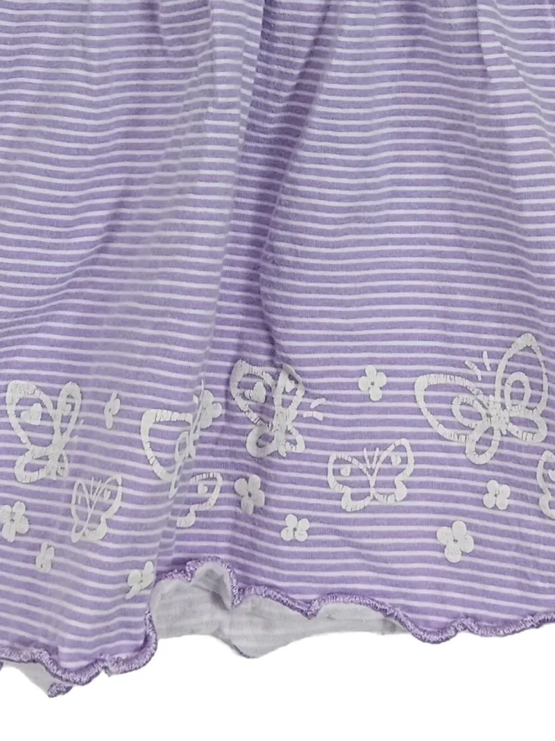 DOPO DOPO Kinder Sommerkleid Mädchen Gr. 74 Lila Gestreift Rüschen Baumwolle 2