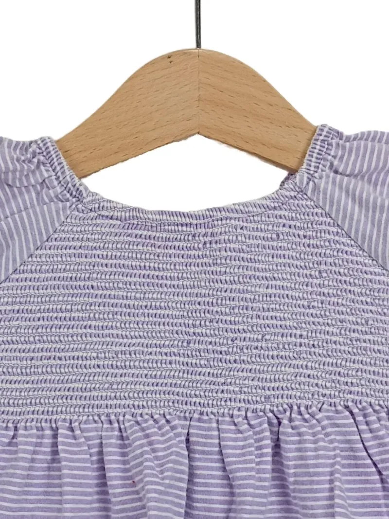DOPO DOPO Kinder Sommerkleid Mädchen Gr. 74 Lila Gestreift Rüschen Baumwolle 3