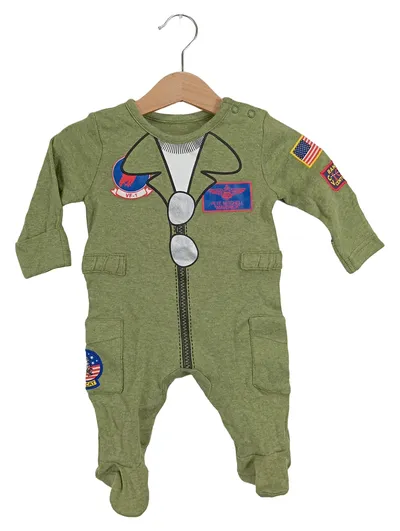 George Baby Body Strampler Oliv Gr. 50 Baumwolle Grafisch