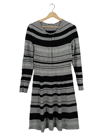 SISLEY Damen Freizeitkleid gestreift Langarm Grau Gr. 38