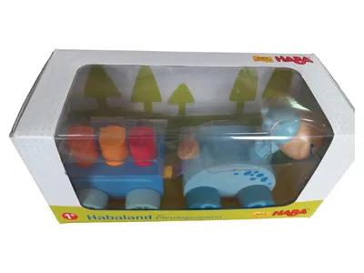 HABA Habaland Pferdegespann Nachziehspielzeug Holz ab 12 Monate Blau