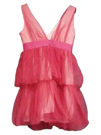 Blugirl Abendkleid Damen Gr. 34 Pink Glamourös Rüschen Maxikleid 3