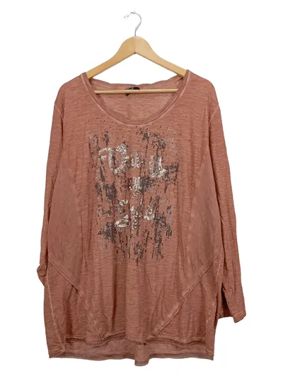 VIA APPIA DUE Damen Langarmshirt Rosa Schriftzug Glitzer Gr. 38 M Freizeit