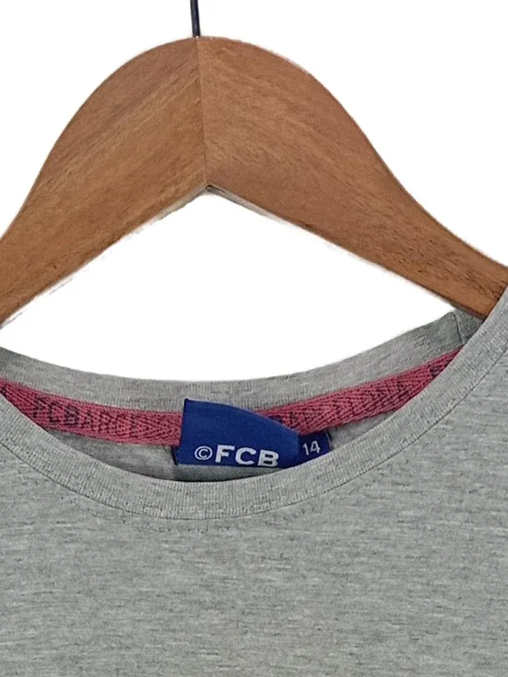 FC Barcelona T-Shirt Kinder Gr. 152 (14 Jahre) Grau Wappen Fan Shirt Fußball 4