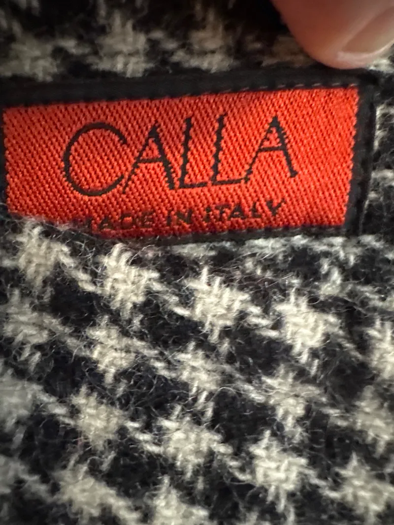 CALLA Damen Faltenrock Hahnentritt Wolle Gr. 42/XL Grau Made in Italy 2