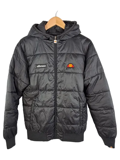 Ellesse Steppjacke Herren Gr. S Schwarz Kapuze Puffer Jacke Winterjacke