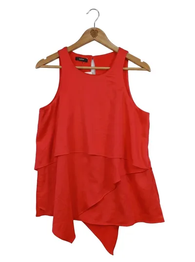 Alfani Damen Hemdbluse Rot Ärmellos Freizeit Modern Gr. 36/S