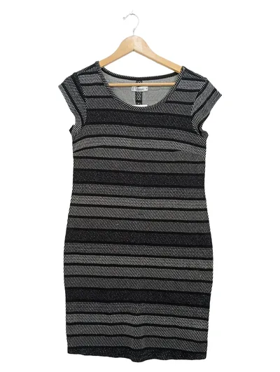 Prémaman Umstandskleid Damen M Schwarz Silber Gestreift Festlich Elegant