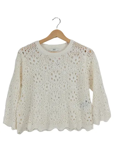 JDY Damen Strickpullover Lochmuster Weiß Gr. 36/S Casual