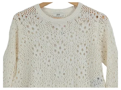 JDY Damen Strickpullover Lochmuster Weiß Gr. 36/S Casual