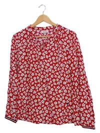 Emily van den Bergh Damen Bluse Gr. 40 Rot Blumenmuster Langarm 1