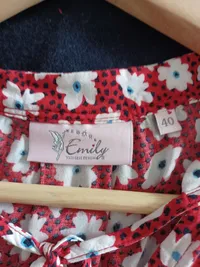 Emily van den Bergh Damen Bluse Gr. 40 Rot Blumenmuster Langarm 5