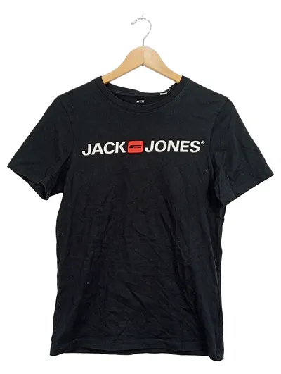 Jack & Jones Herren T-Shirt Logo Print Schwarz Gr. XS Baumwolle