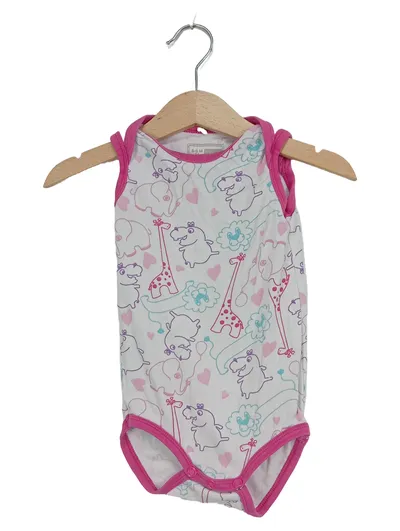 name it Baby Body Kurzarm Tiermotive Giraffe Nilpferd Gr. 74 Mehrfarbig