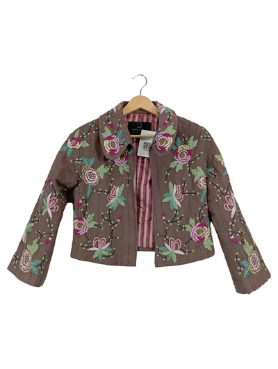 DAY Birger et Mikkelsen Damen Steppjacke Gr. 34/XS Braun Blumenstickerei Feminin