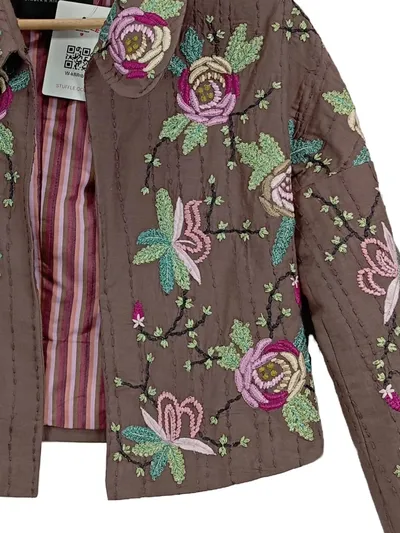 DAY Birger et Mikkelsen Damen Steppjacke Gr. 34/XS Braun Blumenstickerei Feminin
