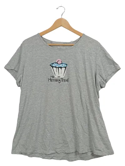 Damen T-Shirt Grau XL Cupcake Aufdruck 'My Morning Treat' Casual