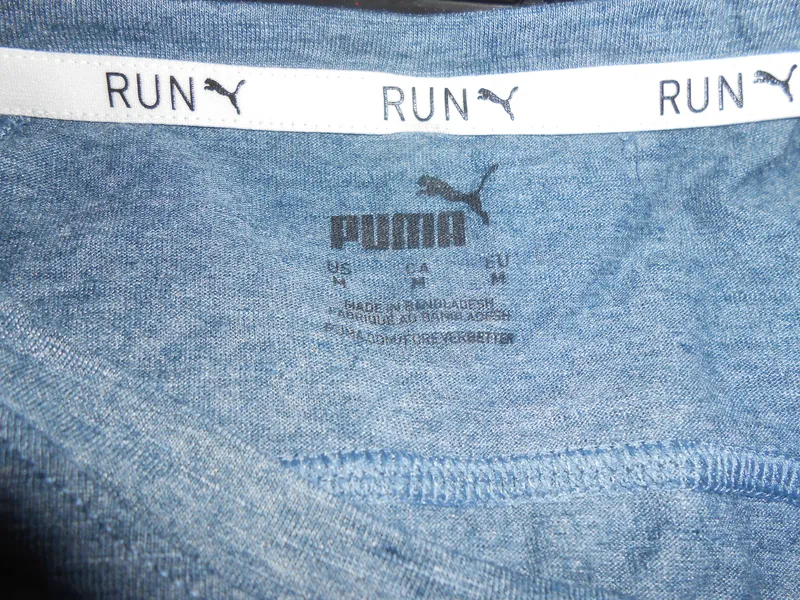 PUMA Damen Laufshirt Sport T-Shirt Logo-Print Blau Gr. M 2