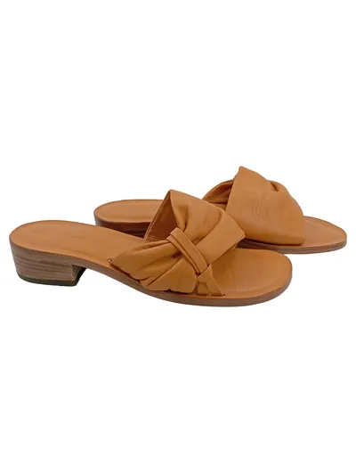 Cuoio D'Autore Damen Sandalen Gr. 38 Braun Leder Pantoletten Elegant