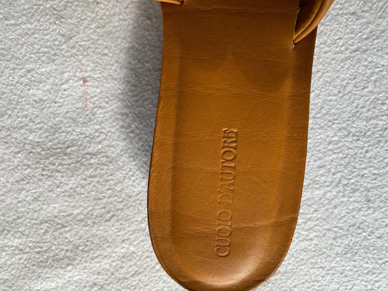 Cuoio D'Autore Damen Sandalen Gr. 38 Braun Leder Pantoletten Elegant 5