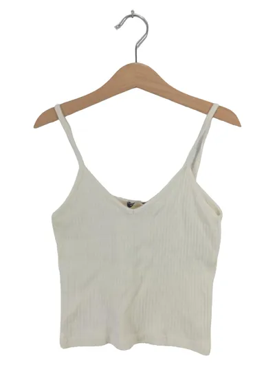 Brandy Melville Trägertop Damen Gr. M Weiß Rippstrick Baumwolle