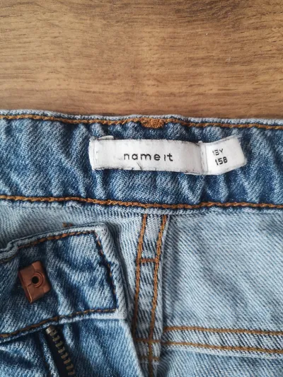 NAME IT Kinder Mom Jeans Hose Gr. 158 Blau Distressed Casual