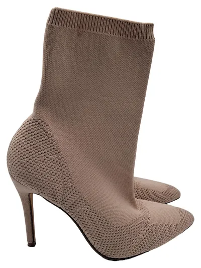 Fashion Nova Damen Stiefelette Sock Boots Beige Gr. 38 High Heels Strick
