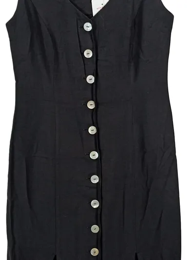 Bernd Berger Damen Maxikleid Gr. 40 L Schwarz Leinen Casual
