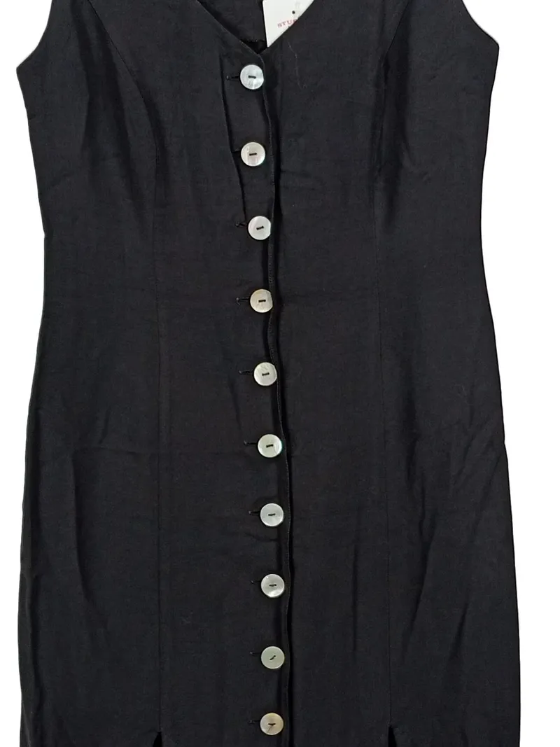 Bernd Berger Damen Maxikleid Gr. 40 L Schwarz Leinen Casual 2