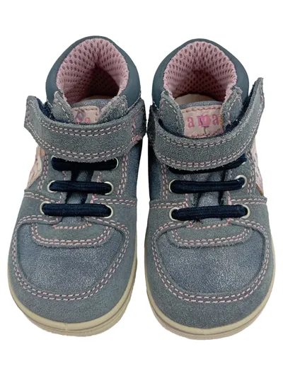 BAMA Lauflernschuhe Mädchen Gr. 19 Grau Rosa Wildleder Klettverschluss
